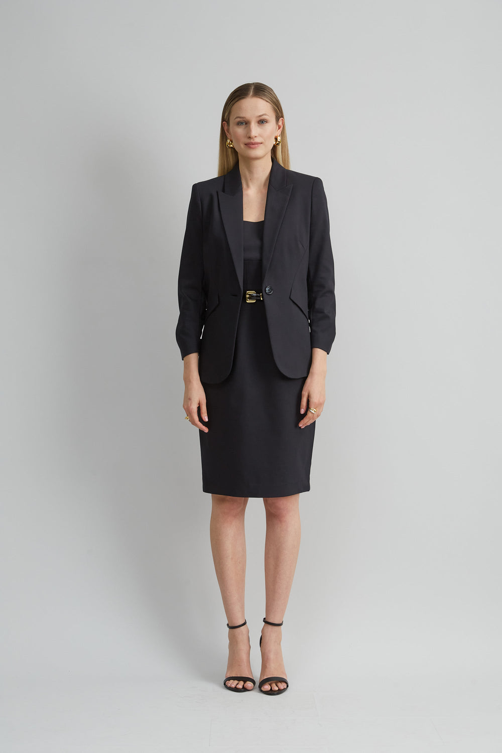 Short Sleeve Square Neck Cotton Dress | Elie Tahari BLACK