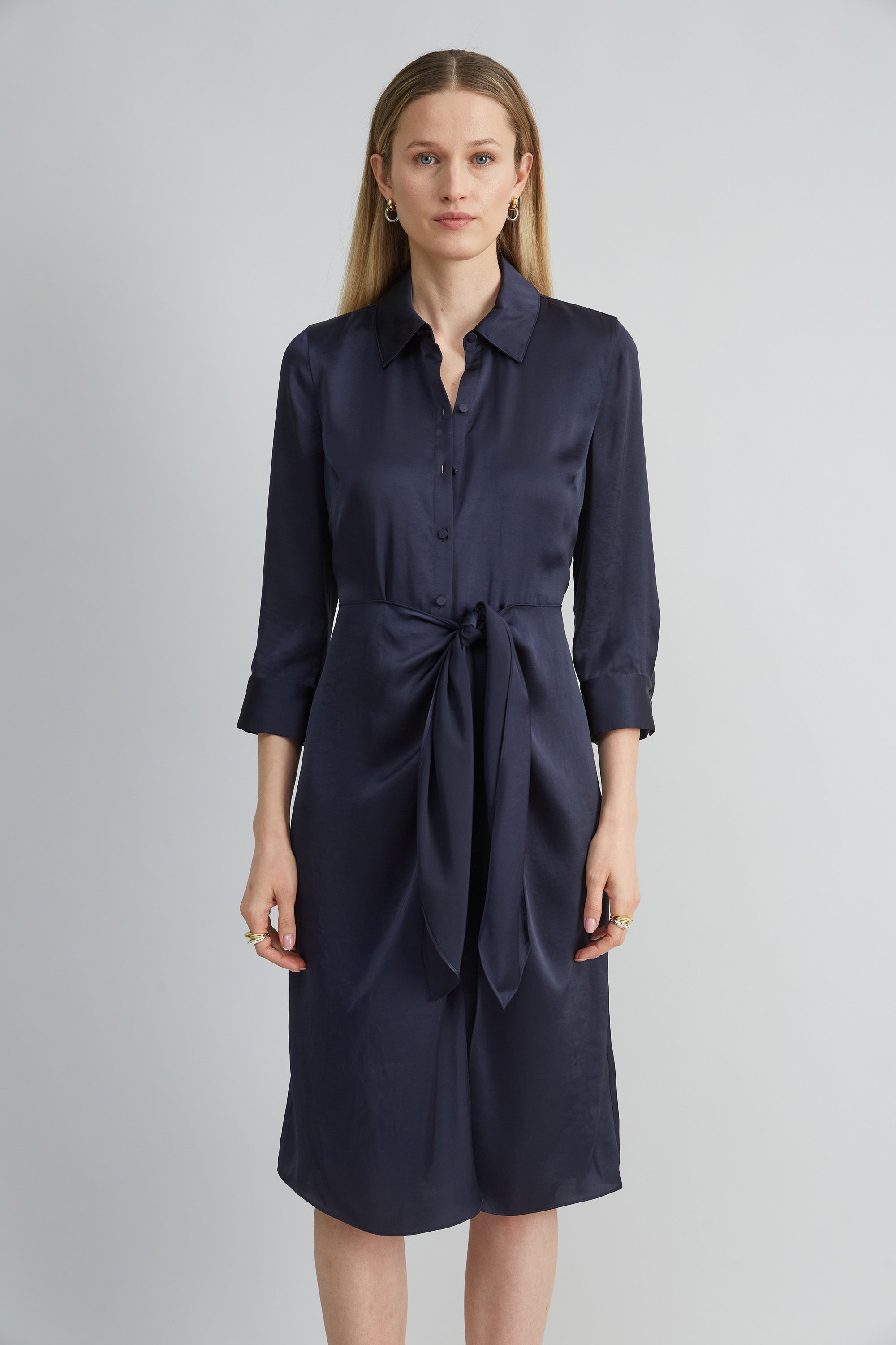 Satin Tie Shirt Dress | Elie Tahari STARGAZER