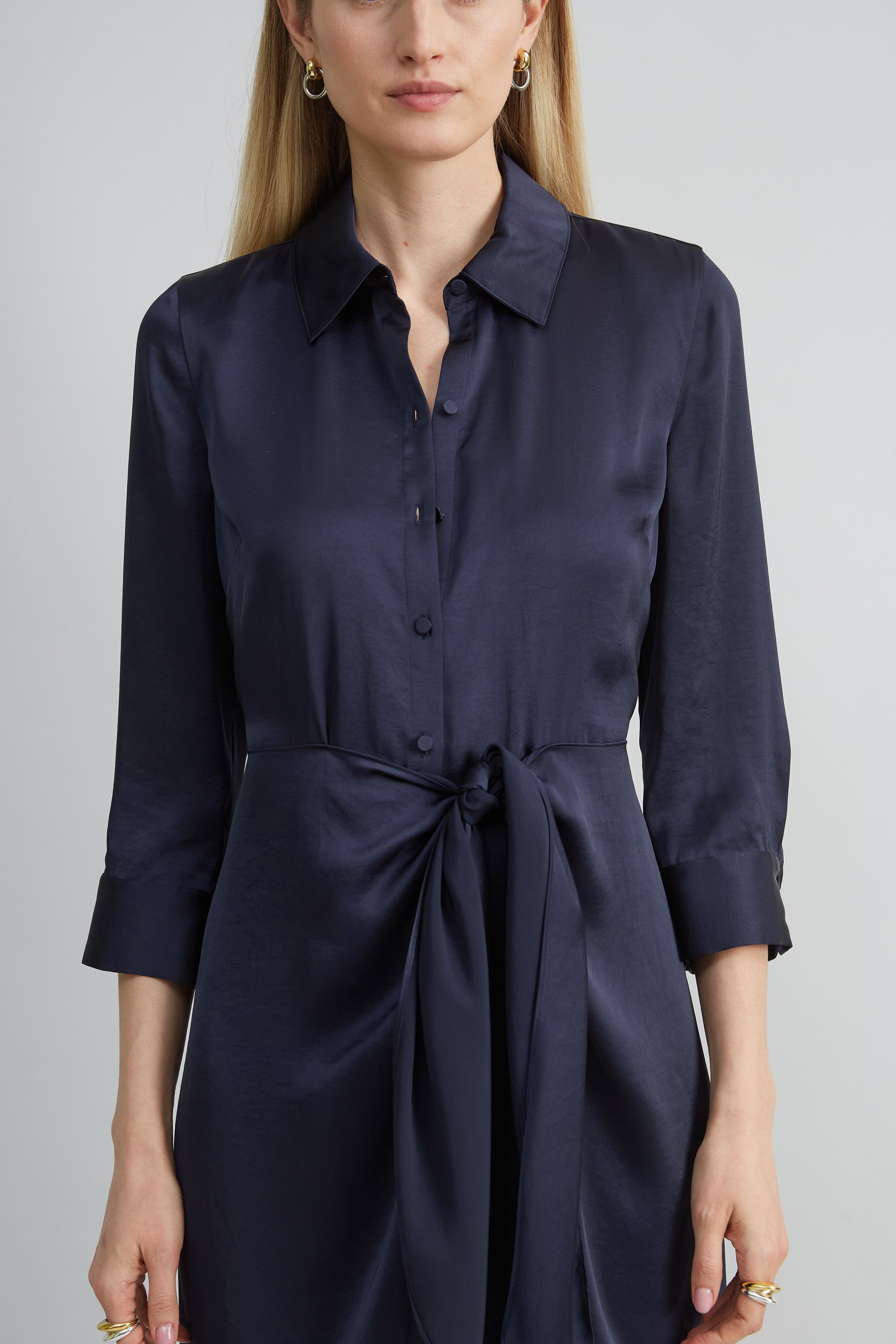 Satin Tie Shirt Dress | Elie Tahari STARGAZER