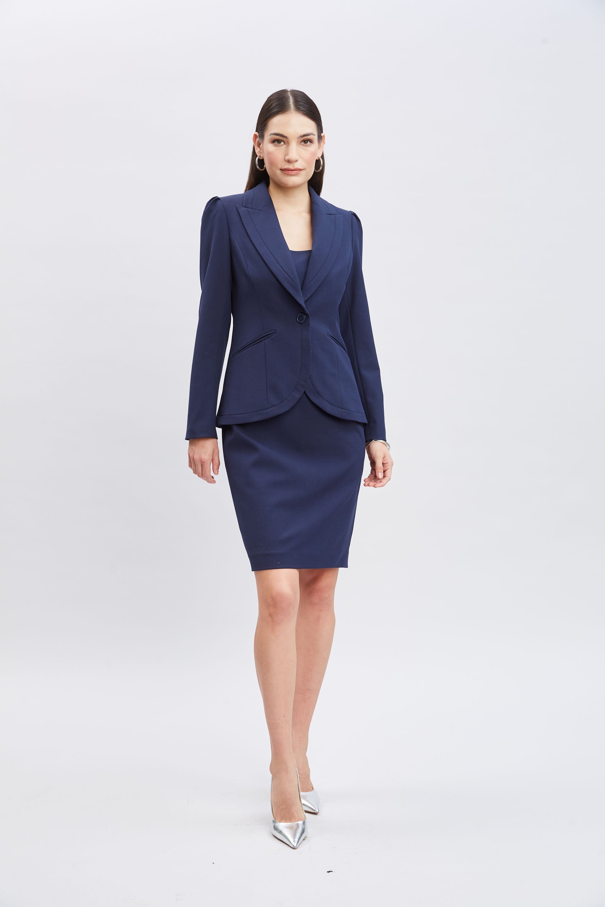 Square Neck Slim Dress | Elie Tahari INDIGO
