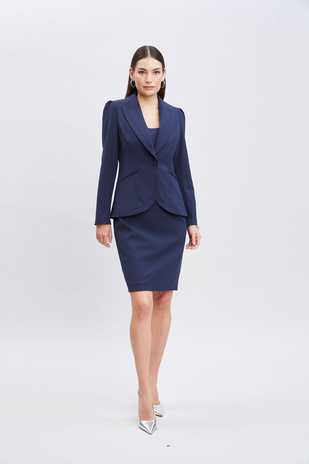 Square Neck Slim Dress | Elie Tahari INDIGO