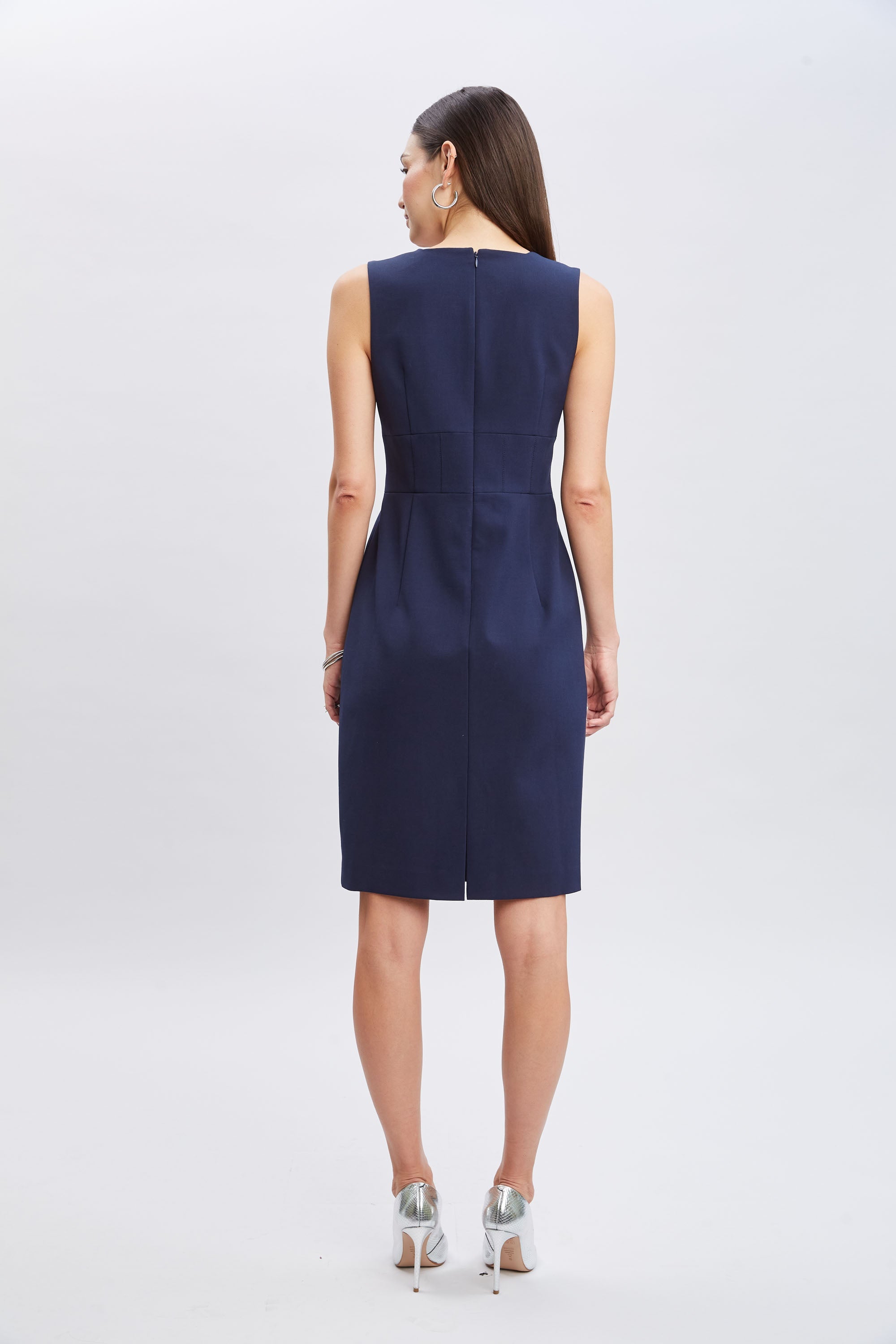 Square Neck Slim Dress | Elie Tahari INDIGO