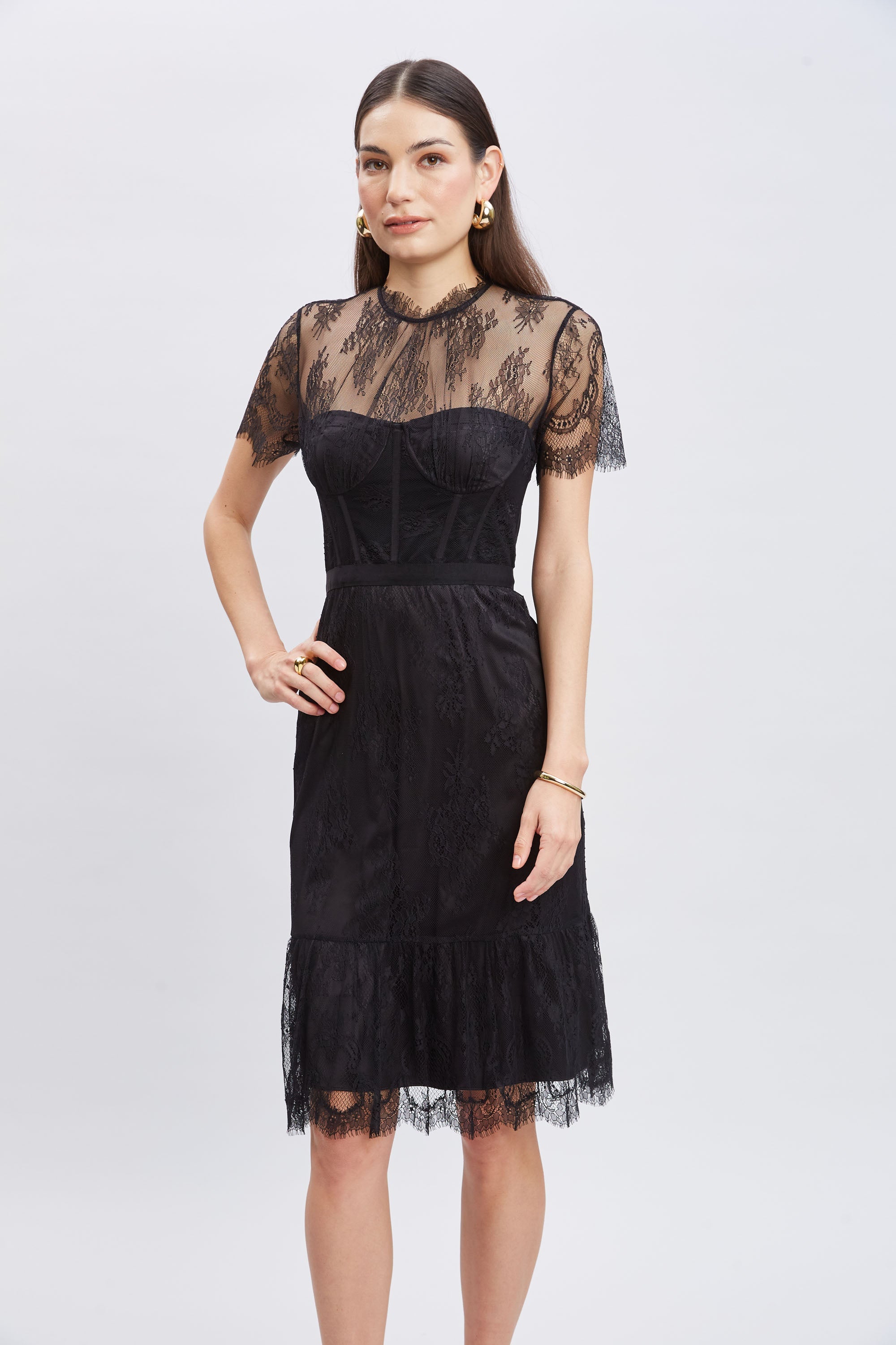 Corset Lace Dress | Elie Tahari BLACK