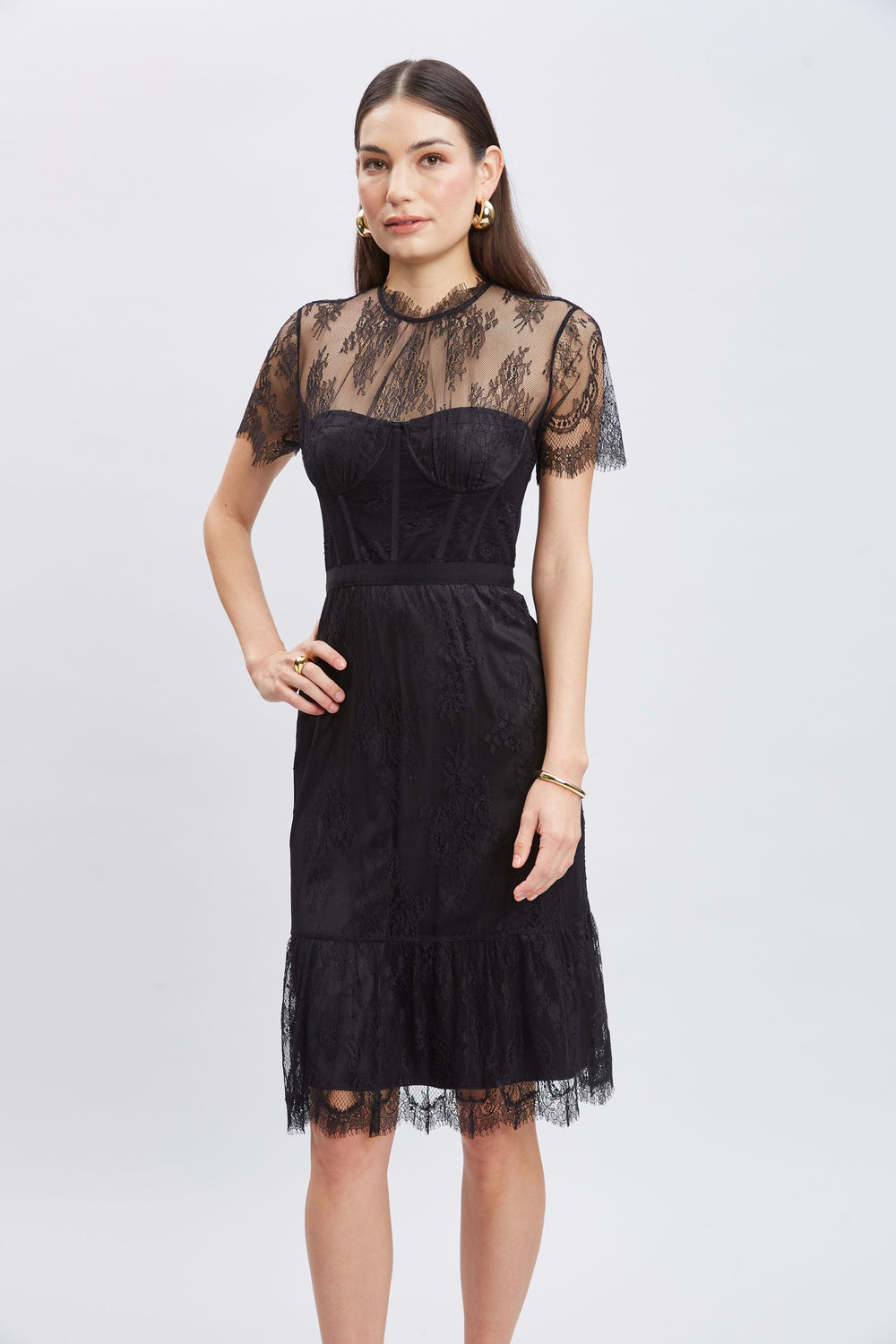 Corset Lace Dress | Elie Tahari BLACK