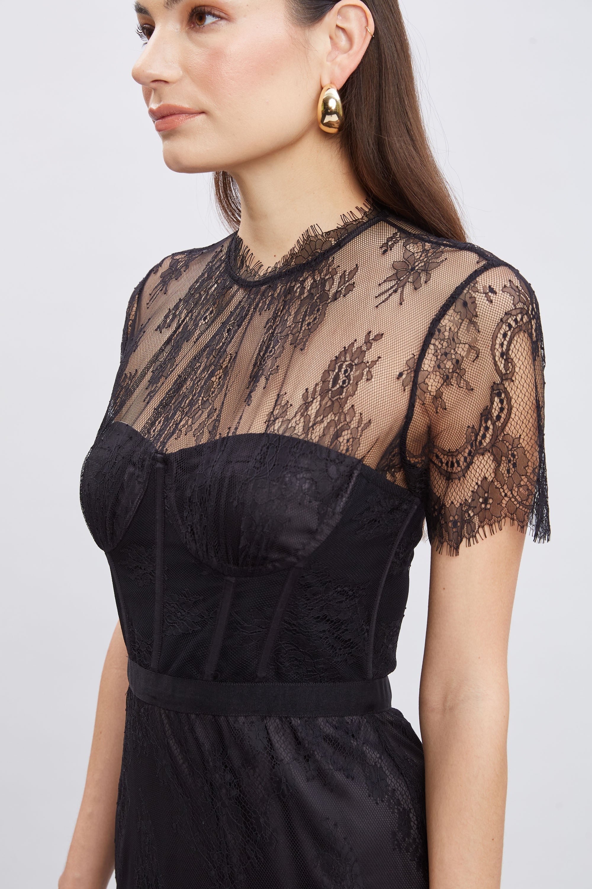 Corset Lace Dress | Elie Tahari BLACK