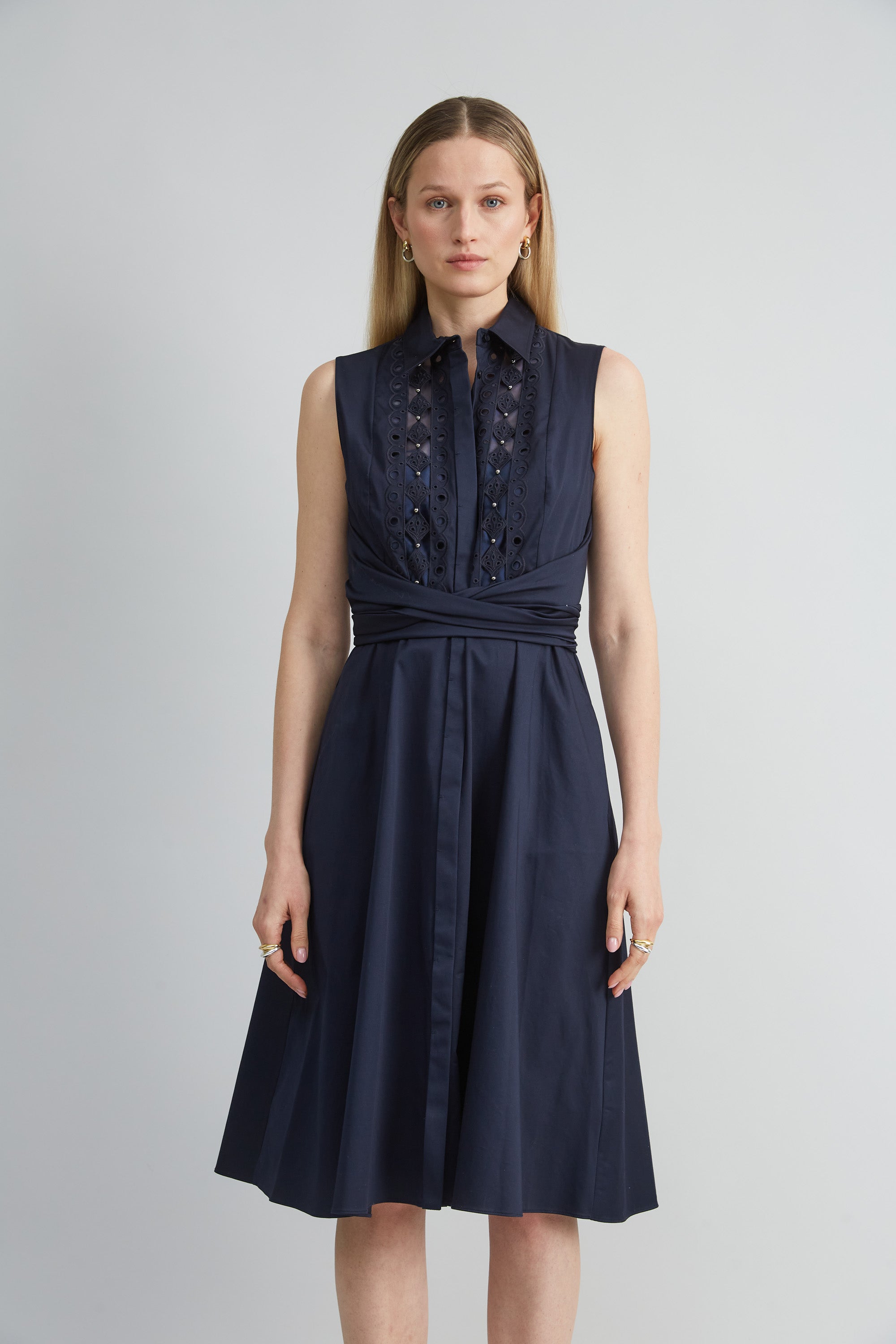 Sleeveless Cotton Tie Dress | Elie Tahari STARGAZER