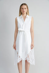 Cotton Lace Hem Dress | Elie Tahari WHITE