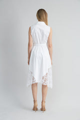 Cotton Lace Hem Dress | Elie Tahari WHITE
