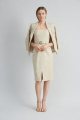 Scallop Melange Dress | Elie Tahari CASHEW MELANGE