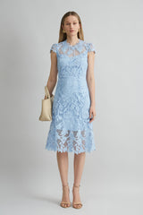 Floral Lace Midi Dress | Elie Tahari SEAFOAM