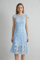 Floral Lace Midi Dress | Elie Tahari SEAFOAM