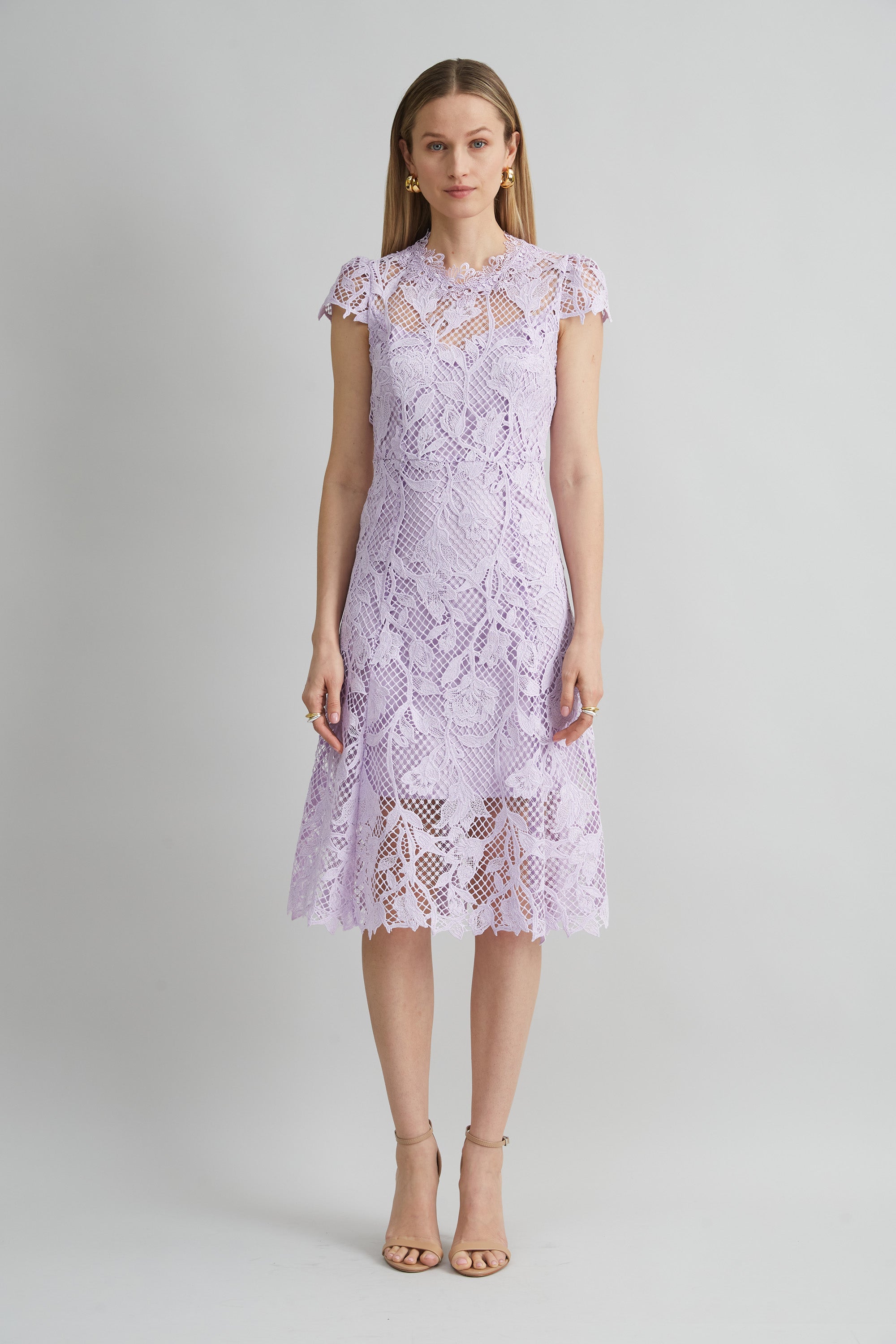 Floral Lace Midi Dress | Elie Tahari THISTLE