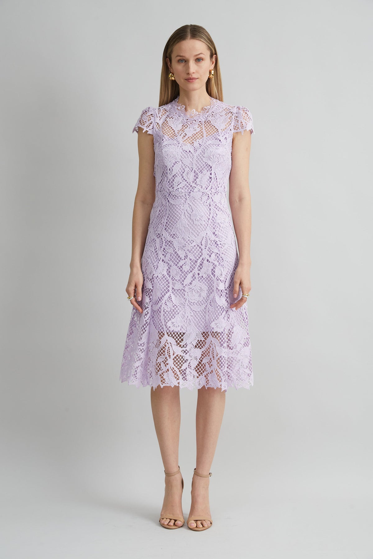 Floral Lace Midi Dress | Elie Tahari THISTLE