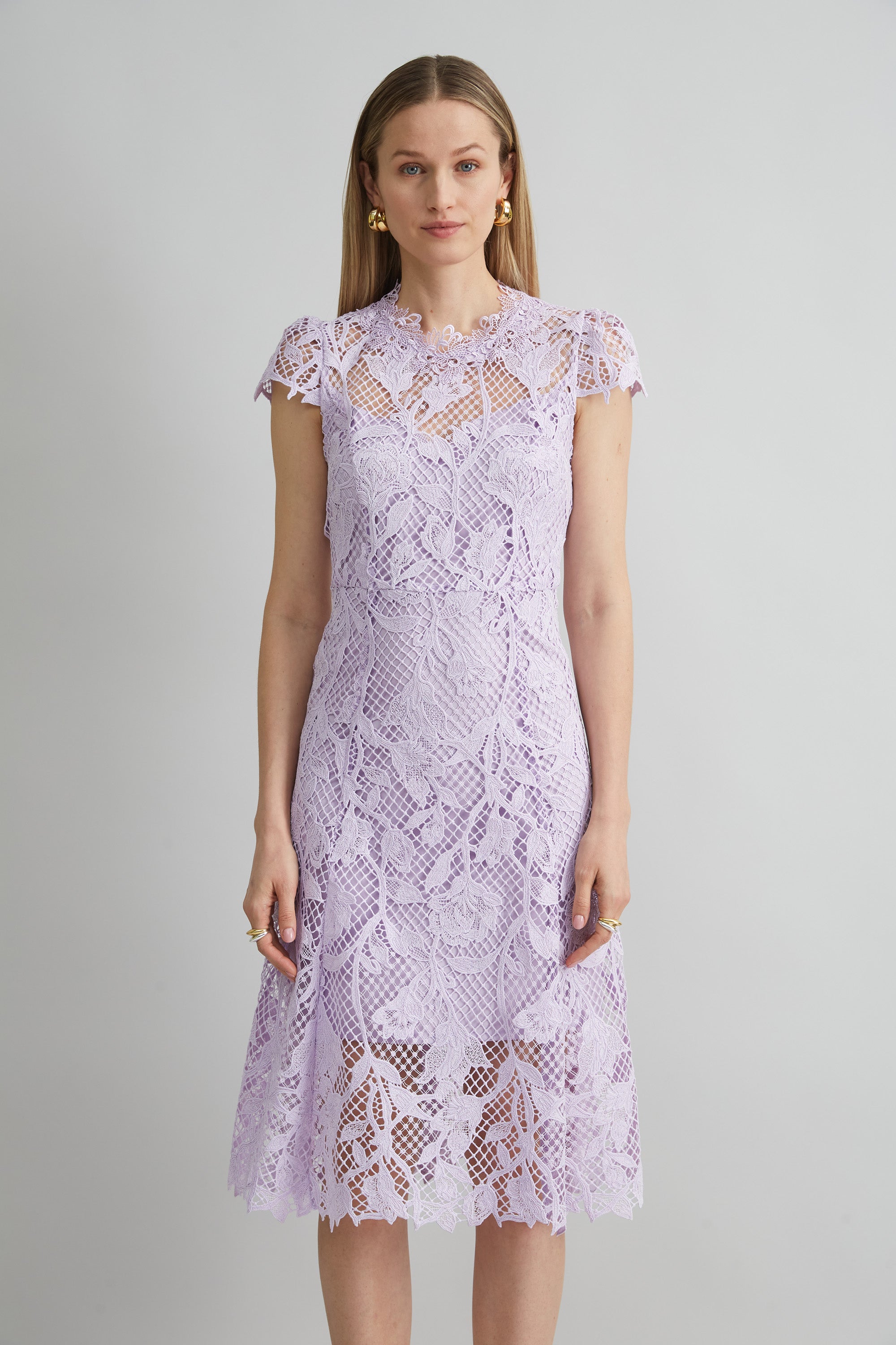 Floral Lace Midi Dress | Elie Tahari THISTLE