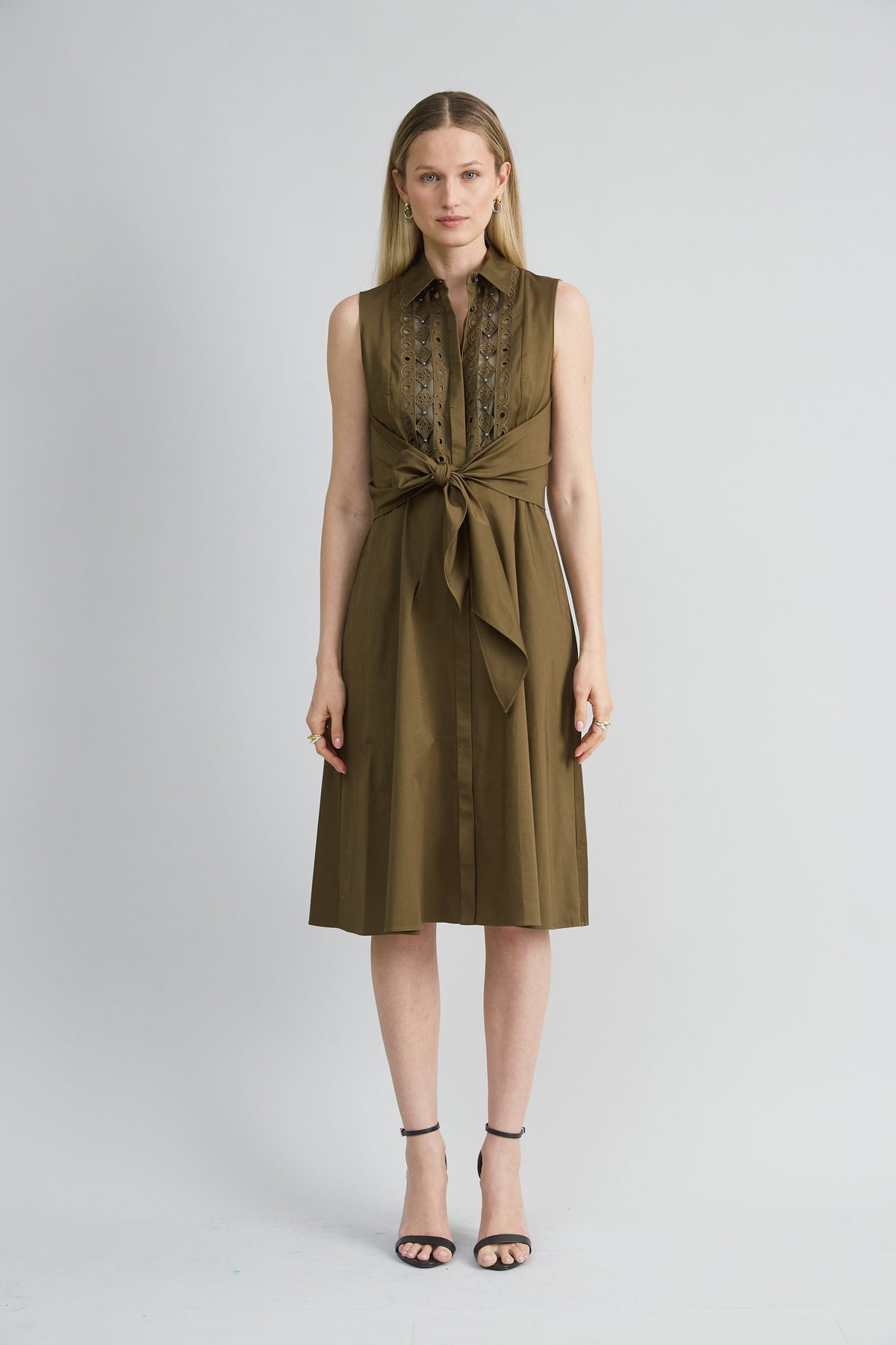 Sleeveless Cotton Tie Dress | Elie Tahari SAVOY
