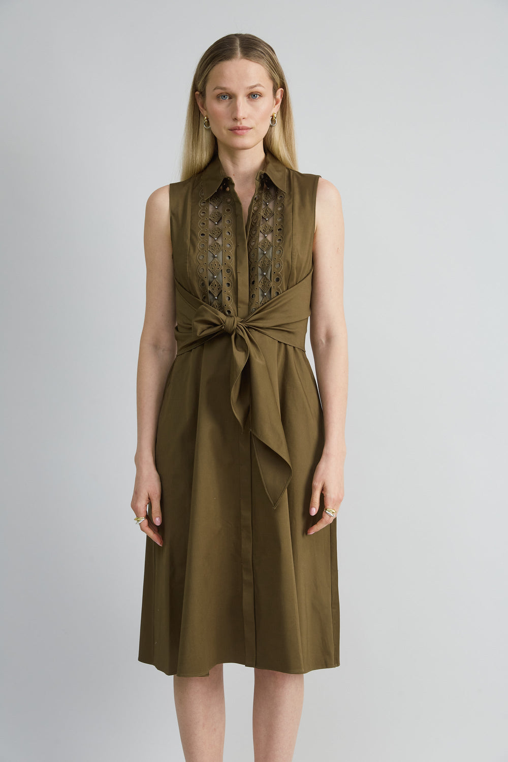 Sleeveless Cotton Tie Dress | Elie Tahari SAVOY