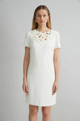 Short Sleeve Flower Applique Dress | Elie Tahari FOAM