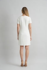 Short Sleeve Flower Applique Dress | Elie Tahari FOAM