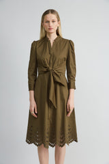 Cotton Tie Embroidered Dress | Elie Tahari SAVOY