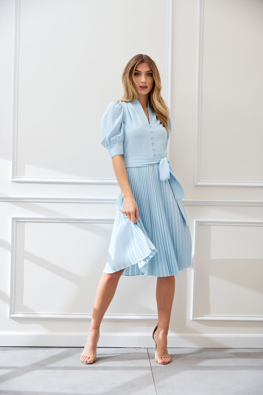 Pleated Contour Dress | Elie Tahari SEAFOAM