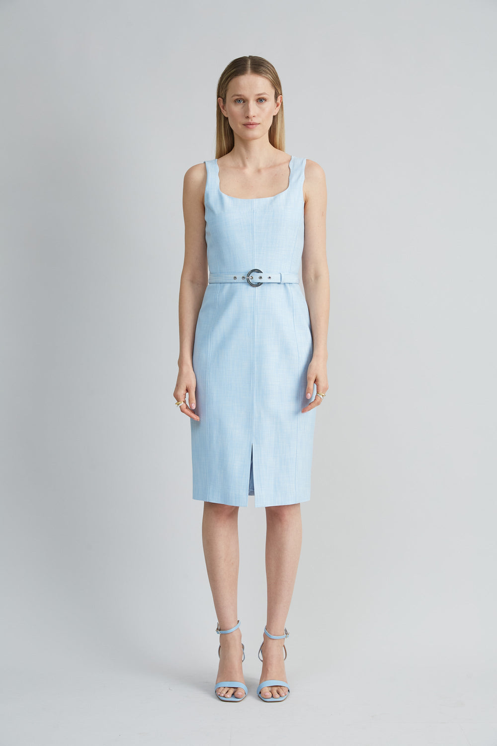 Scallop Melange Dress | Elie Tahari MIST BLUE