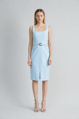 Scallop Melange Dress | Elie Tahari MIST BLUE