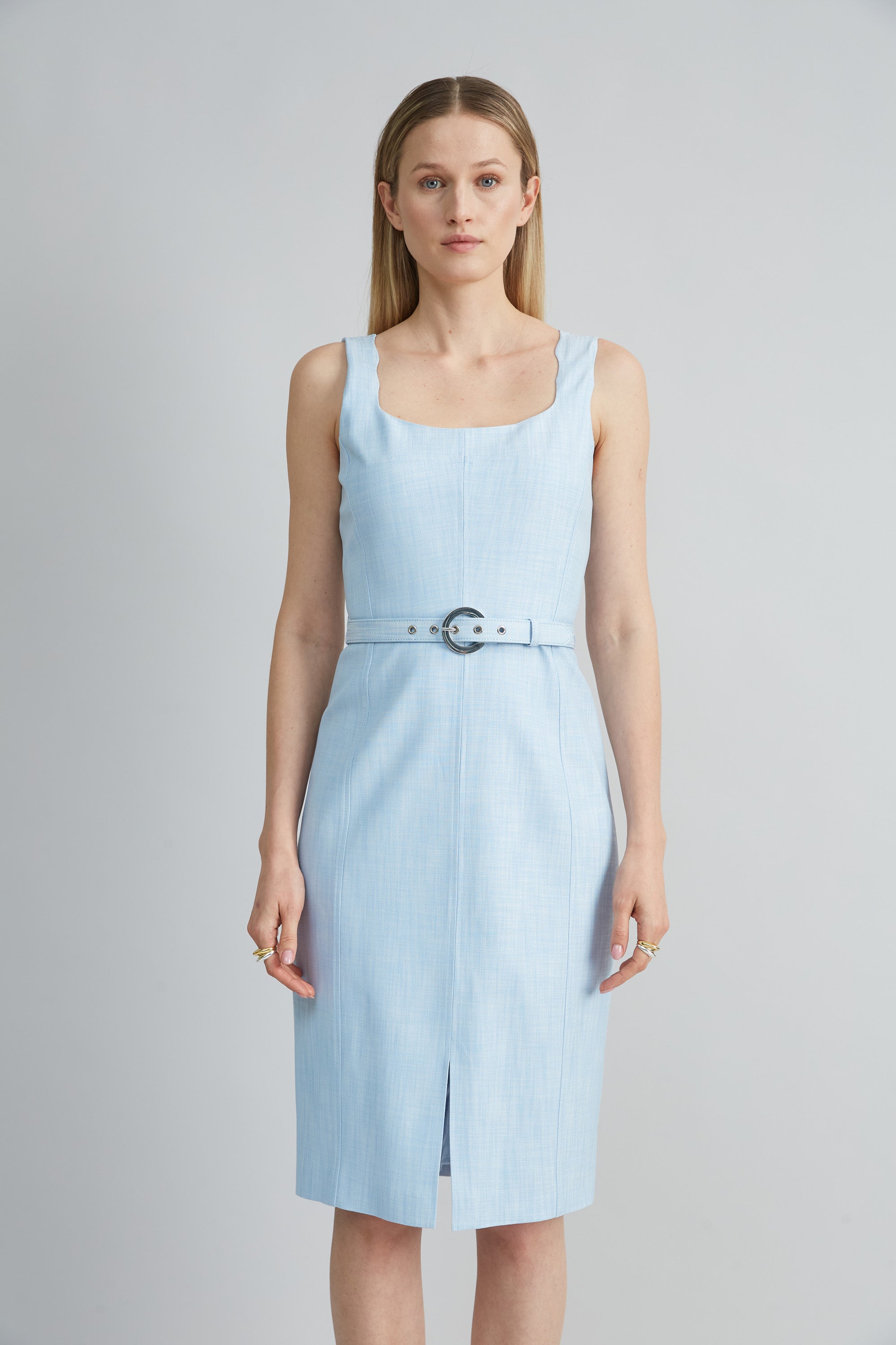 Scallop Melange Dress | Elie Tahari MIST BLUE