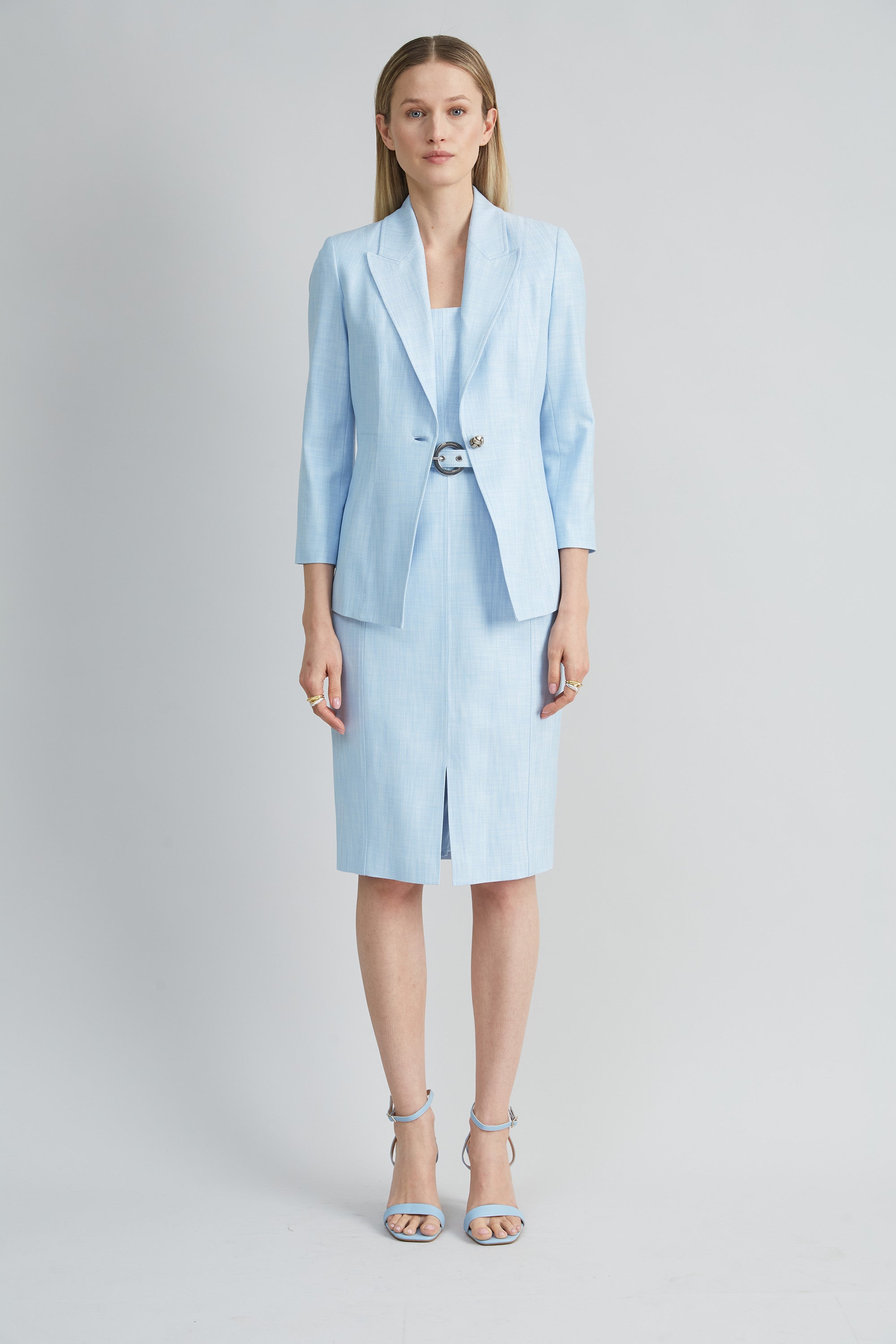 Scallop Melange Dress | Elie Tahari MIST BLUE