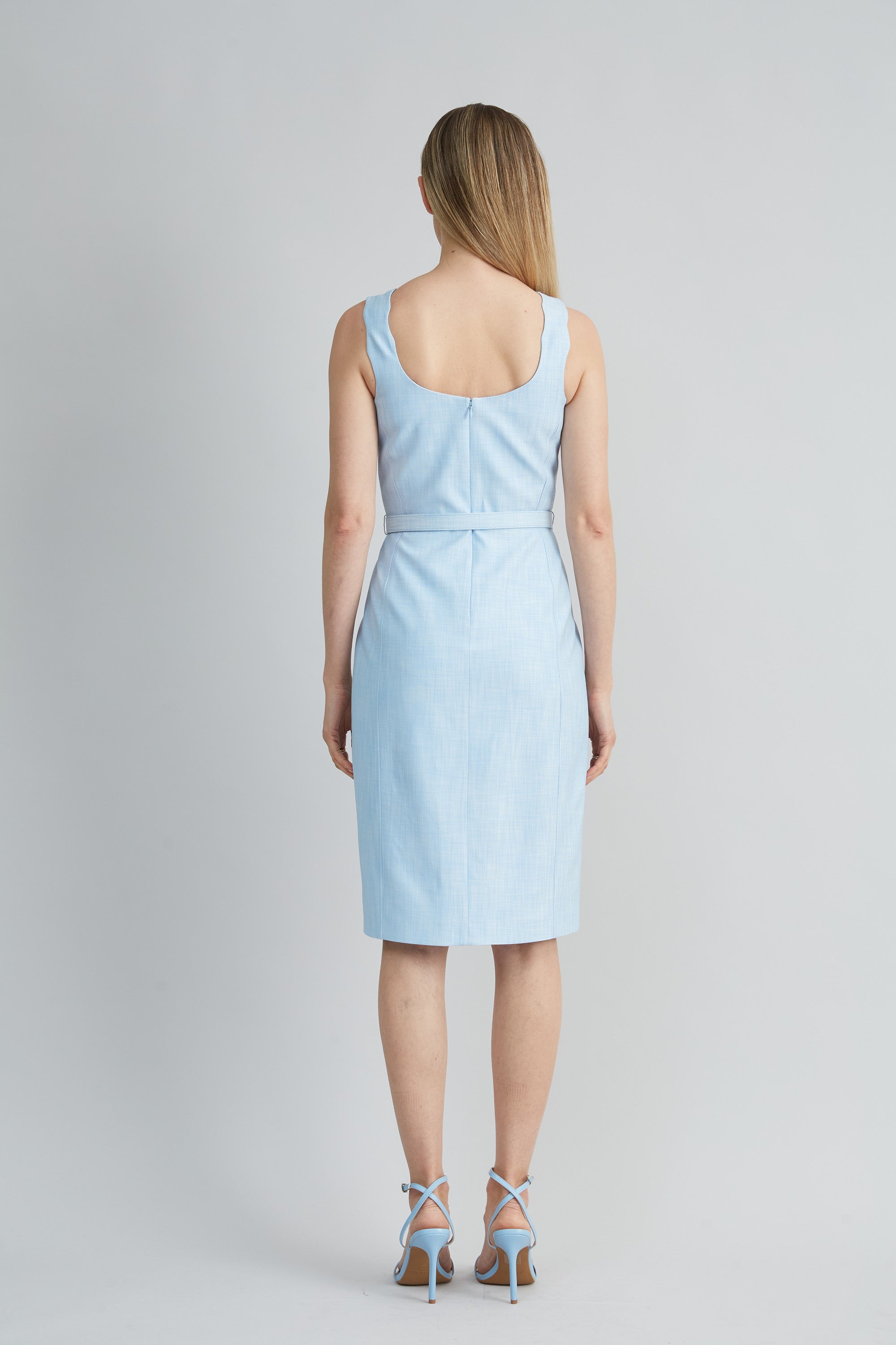Scallop Melange Dress | Elie Tahari MIST BLUE