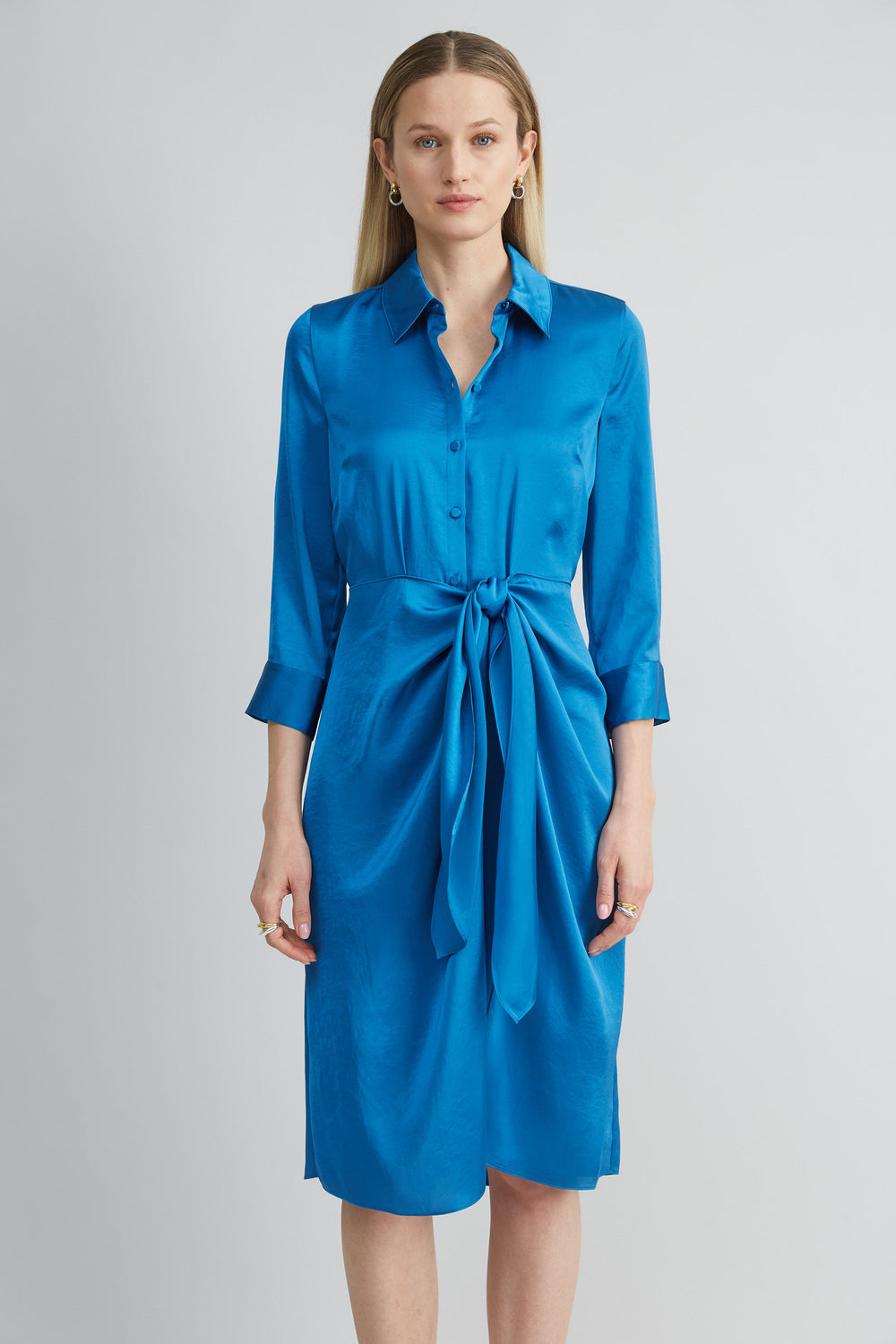 Satin Tie Shirt Dress | Elie Tahari OCEAN