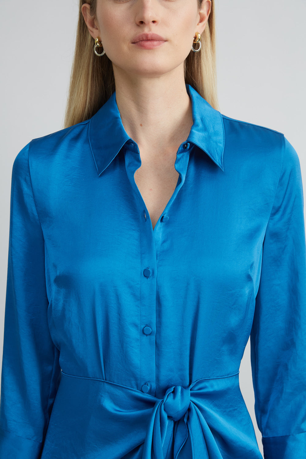 Satin Tie Shirt Dress | Elie Tahari OCEAN