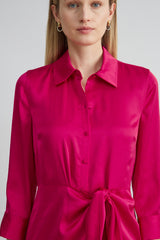 Satin Tie Shirt Dress | Elie Tahari CYCLAMEN