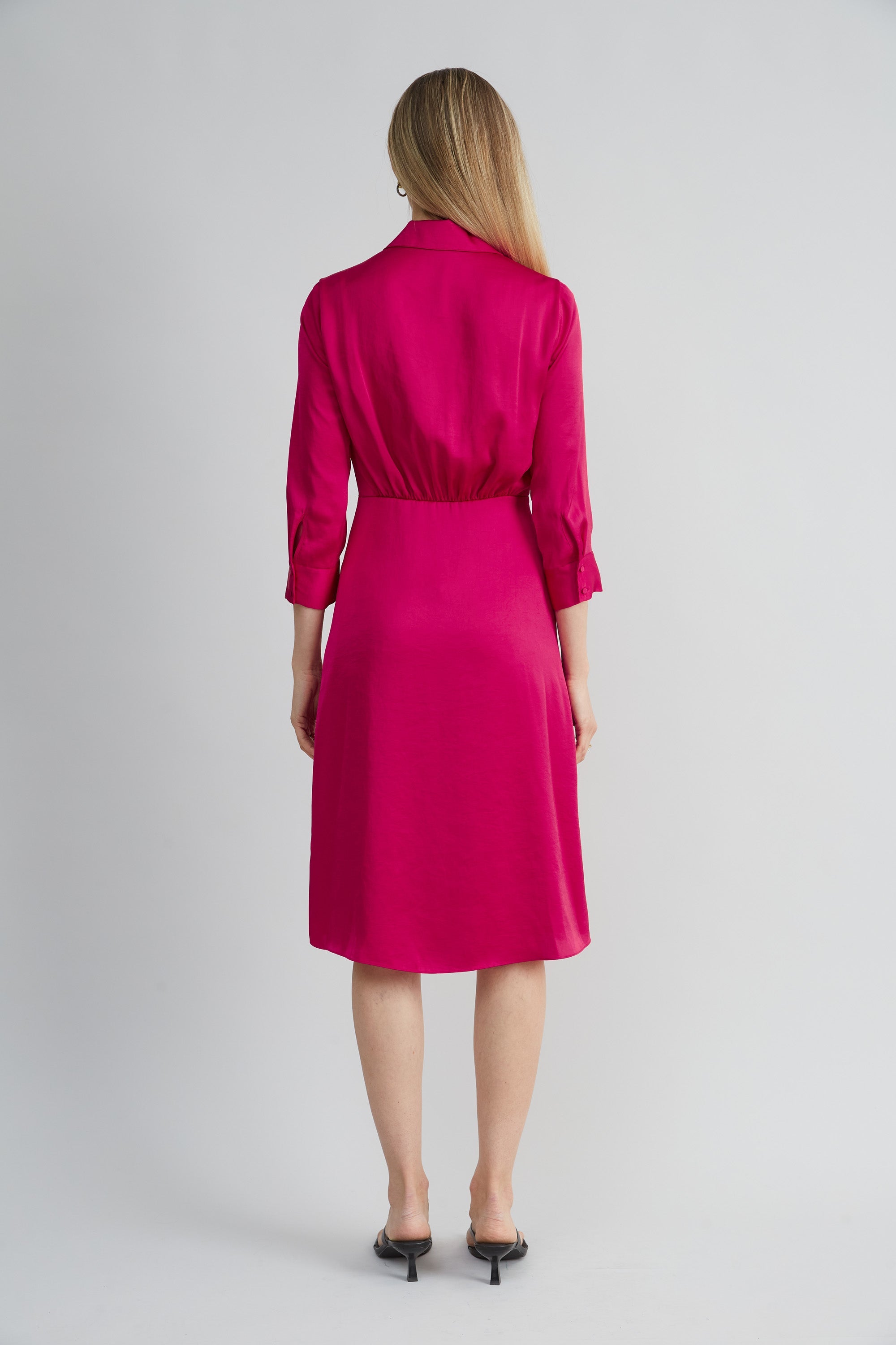 Satin Tie Shirt Dress | Elie Tahari CYCLAMEN