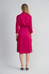 Satin Tie Shirt Dress | Elie Tahari CYCLAMEN