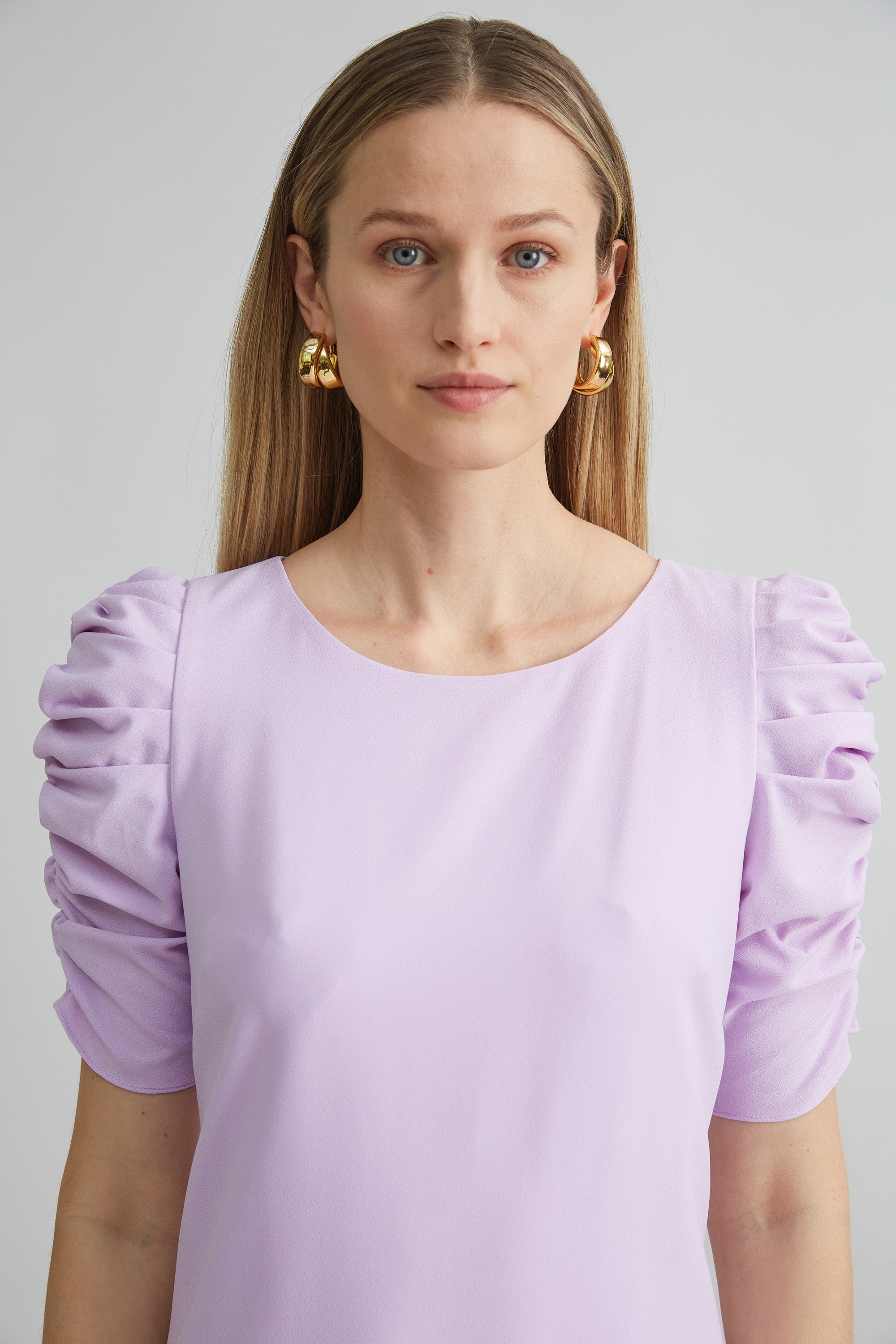 Ruched Sleeve Shift Dress | Elie Tahari THISTLE