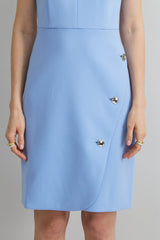 Contour Crepe Button Dress | Elie Tahari HORIZON BLUE