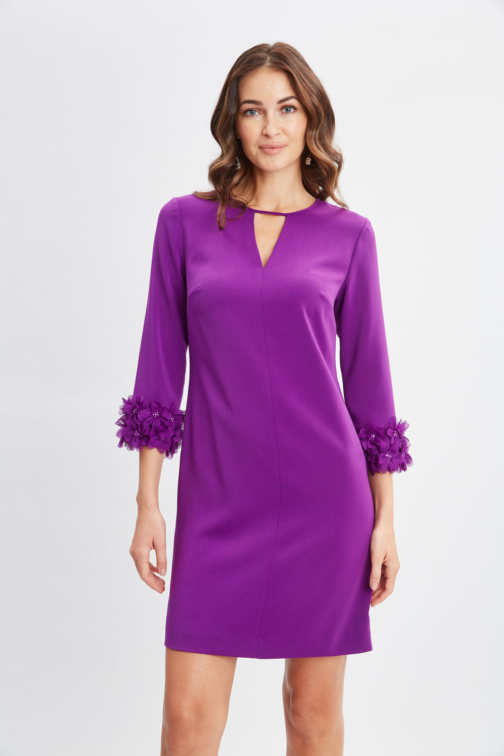 Flower Applique Sleeve Dress | Elie Tahari BERRY
