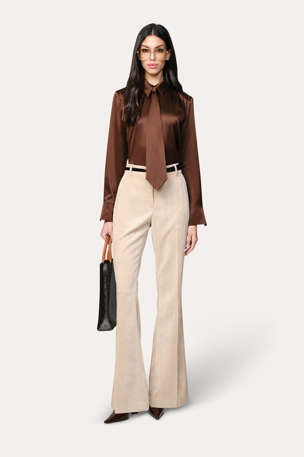 Silk Tie Button Down | Elie Tahari ESPRESSO