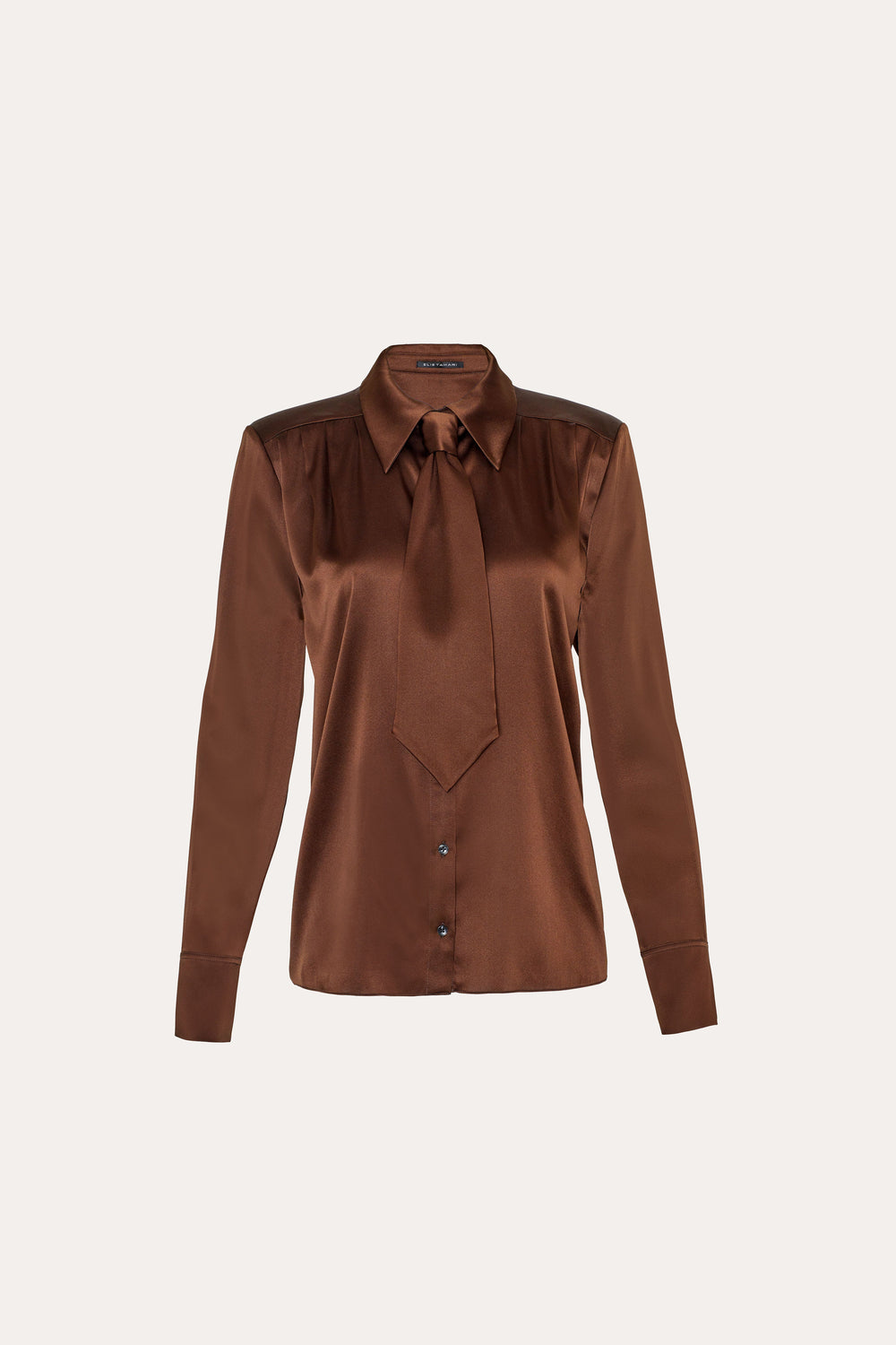 Silk Tie Button Down | Elie Tahari ESPRESSO