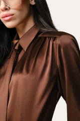 Silk Tie Button Down | Elie Tahari ESPRESSO