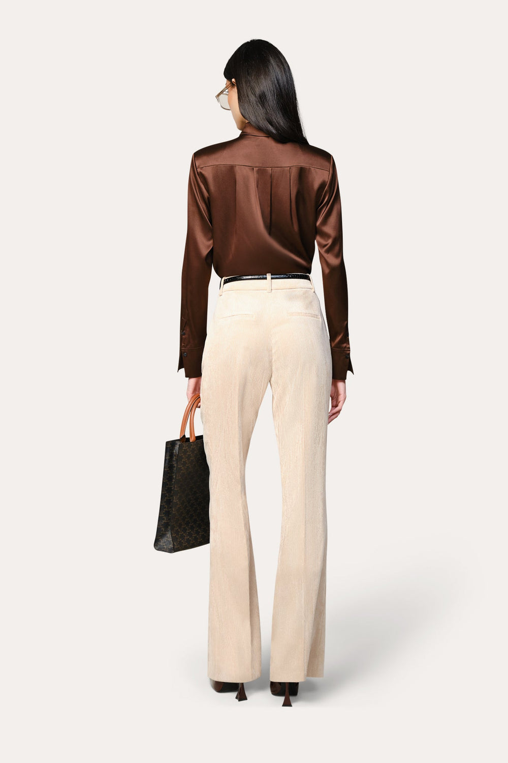 Silk Tie Button Down | Elie Tahari ESPRESSO