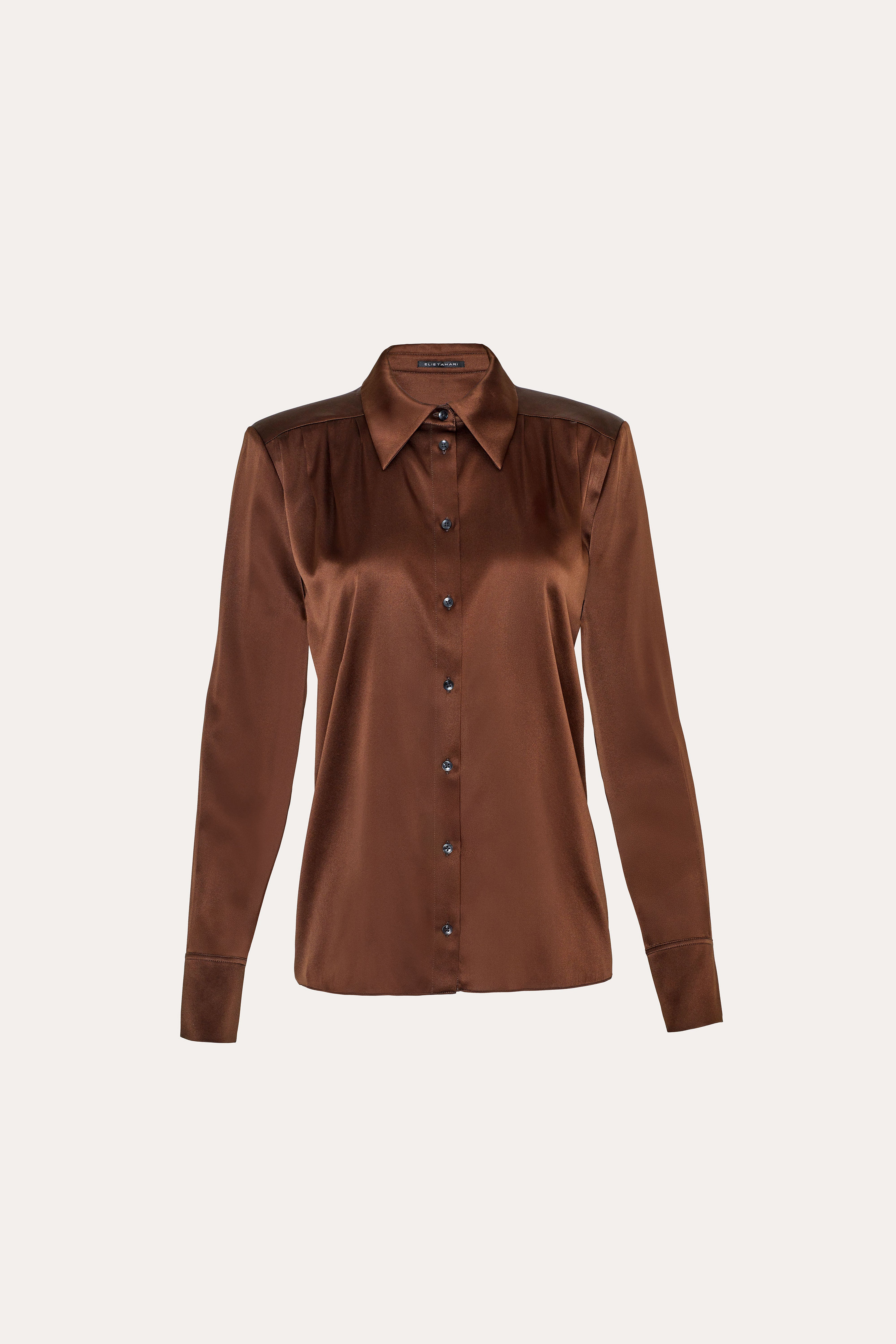 Silk Tie Button Down | Elie Tahari ESPRESSO