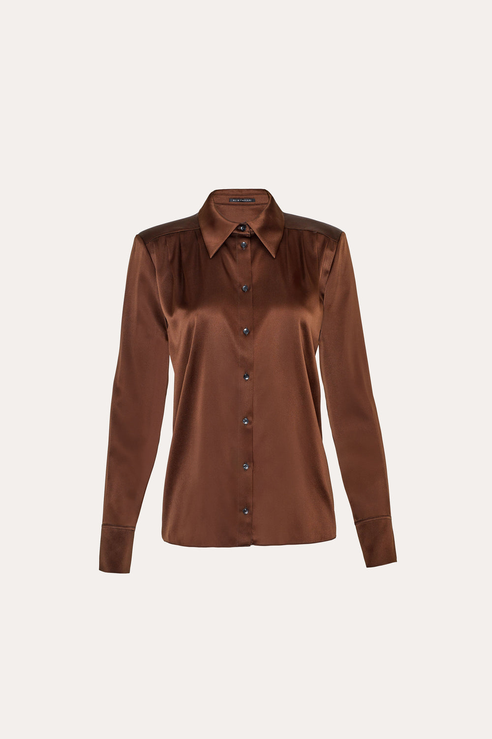 Silk Tie Button Down | Elie Tahari ESPRESSO