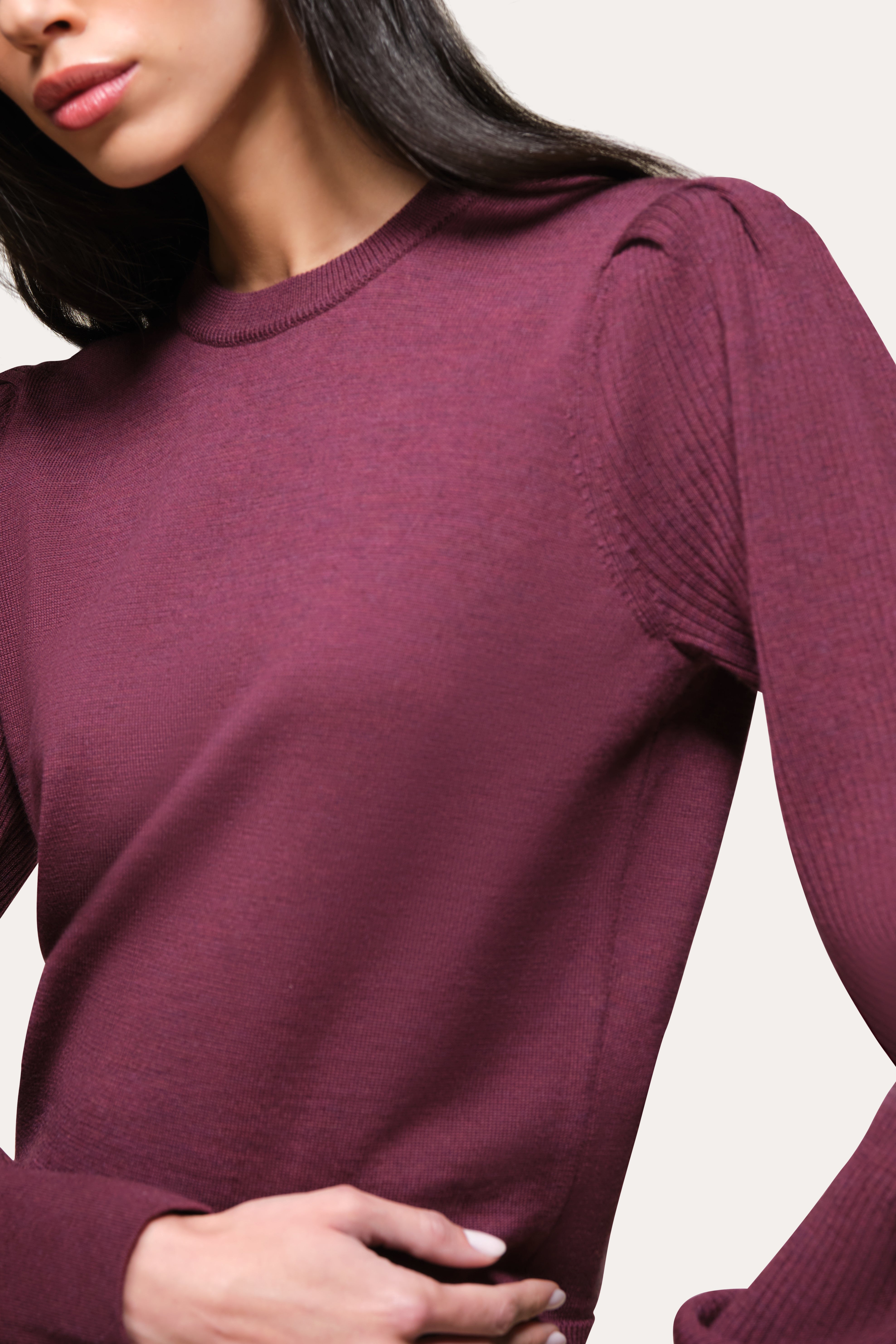 Wool Blouson Sweater | Elie Tahari MERLOT