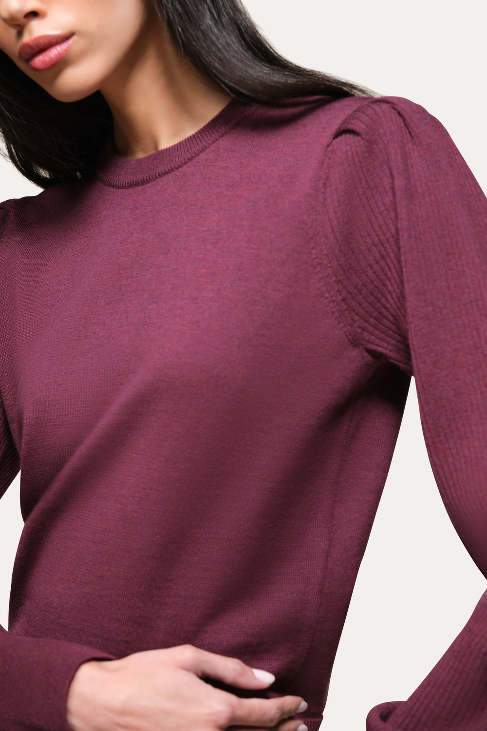 Wool Blouson Sweater | Elie Tahari MERLOT