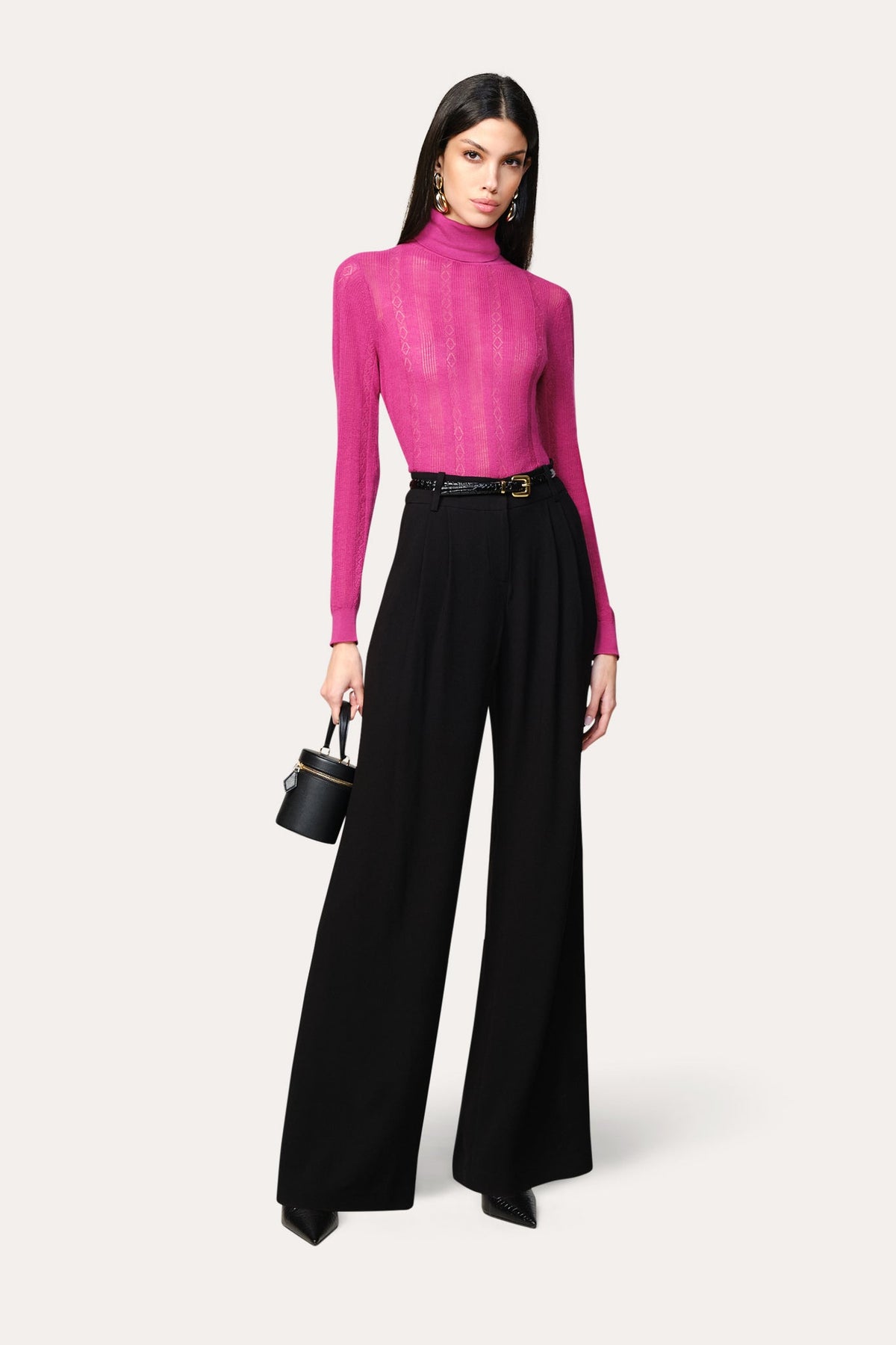 Silk Pointelle Turtleneck Sweater | Elie Tahari PURPINK