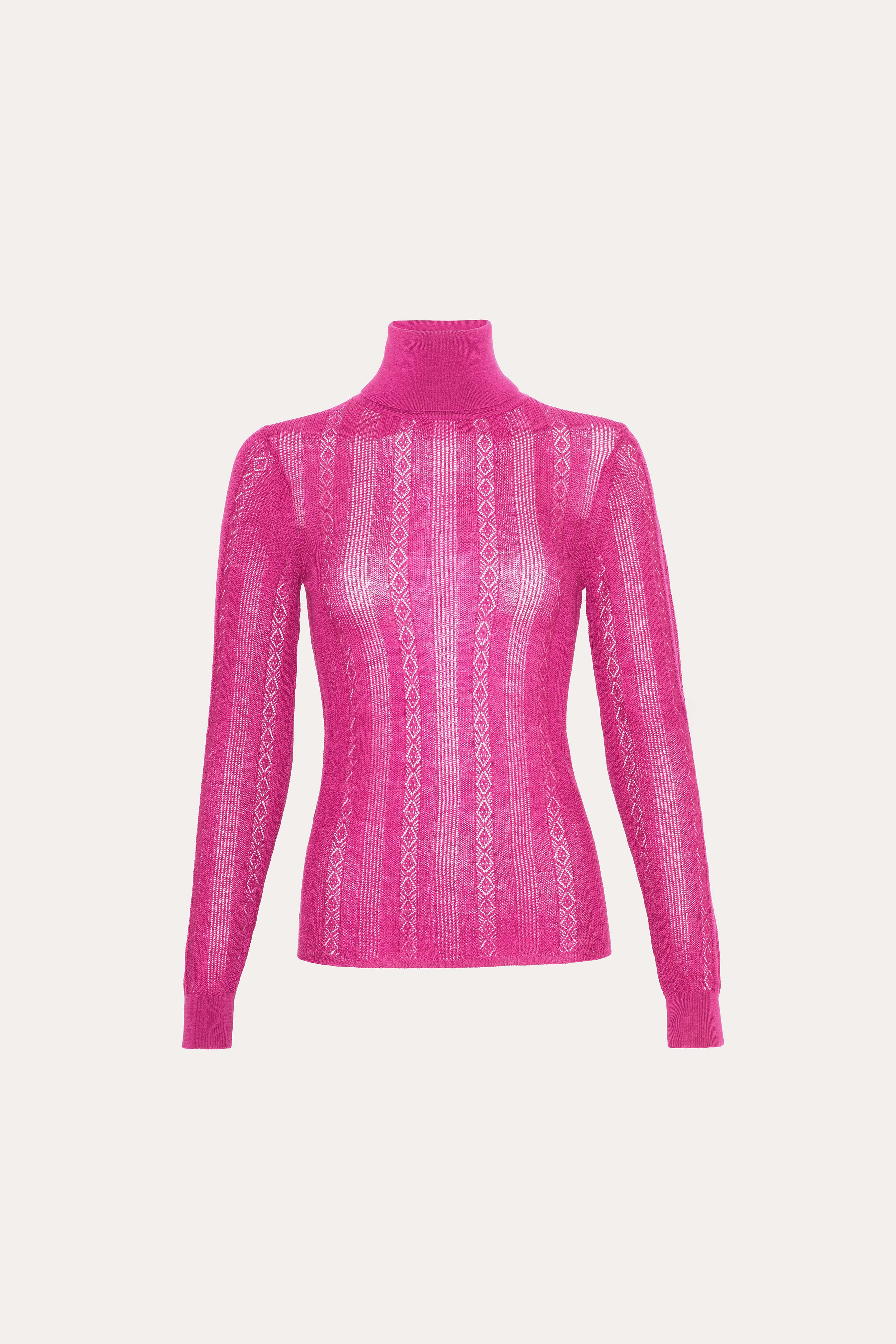 Silk Pointelle Turtleneck Sweater | Elie Tahari PURPINK