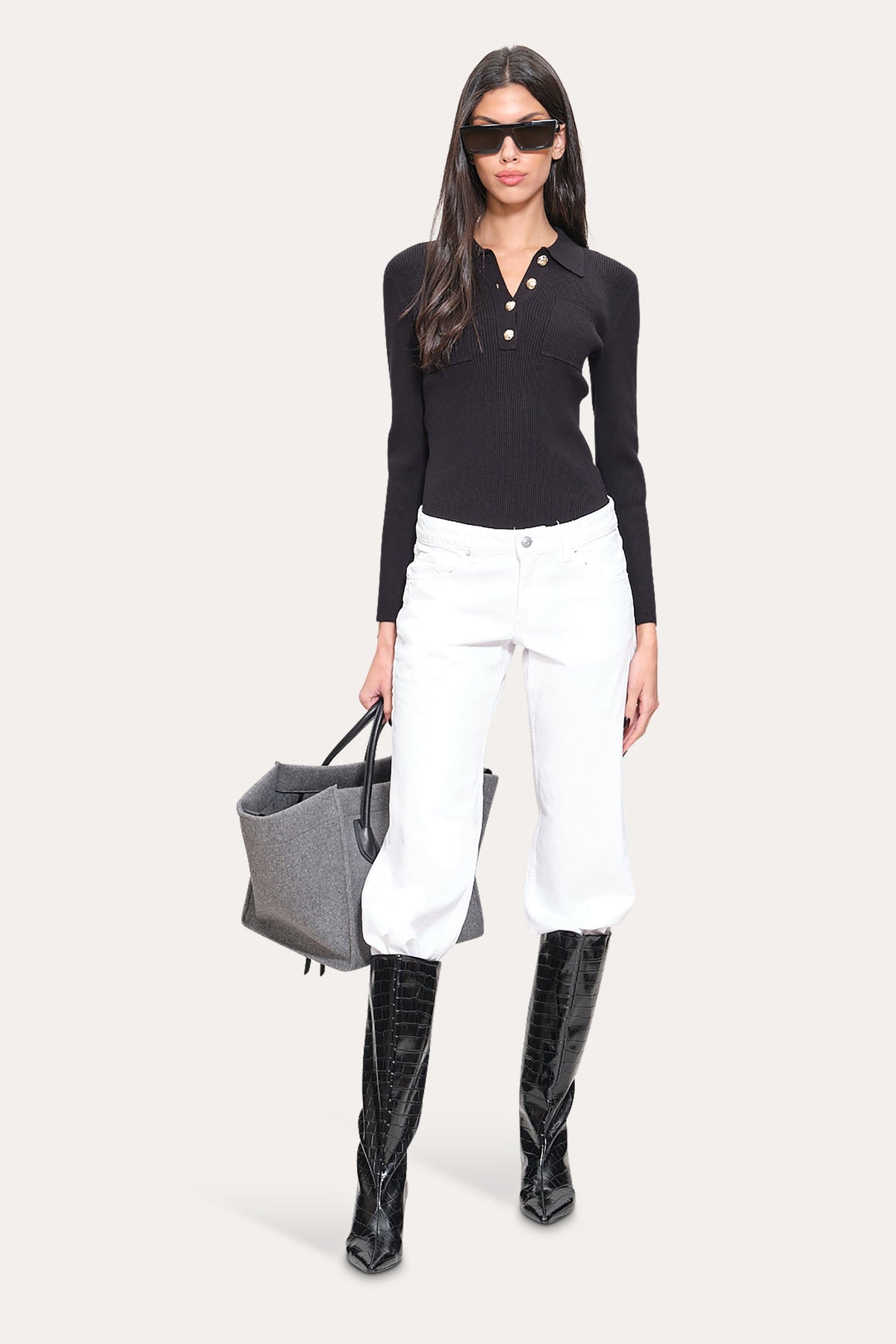 Classic Knitted Polo | Elie Tahari BLACK