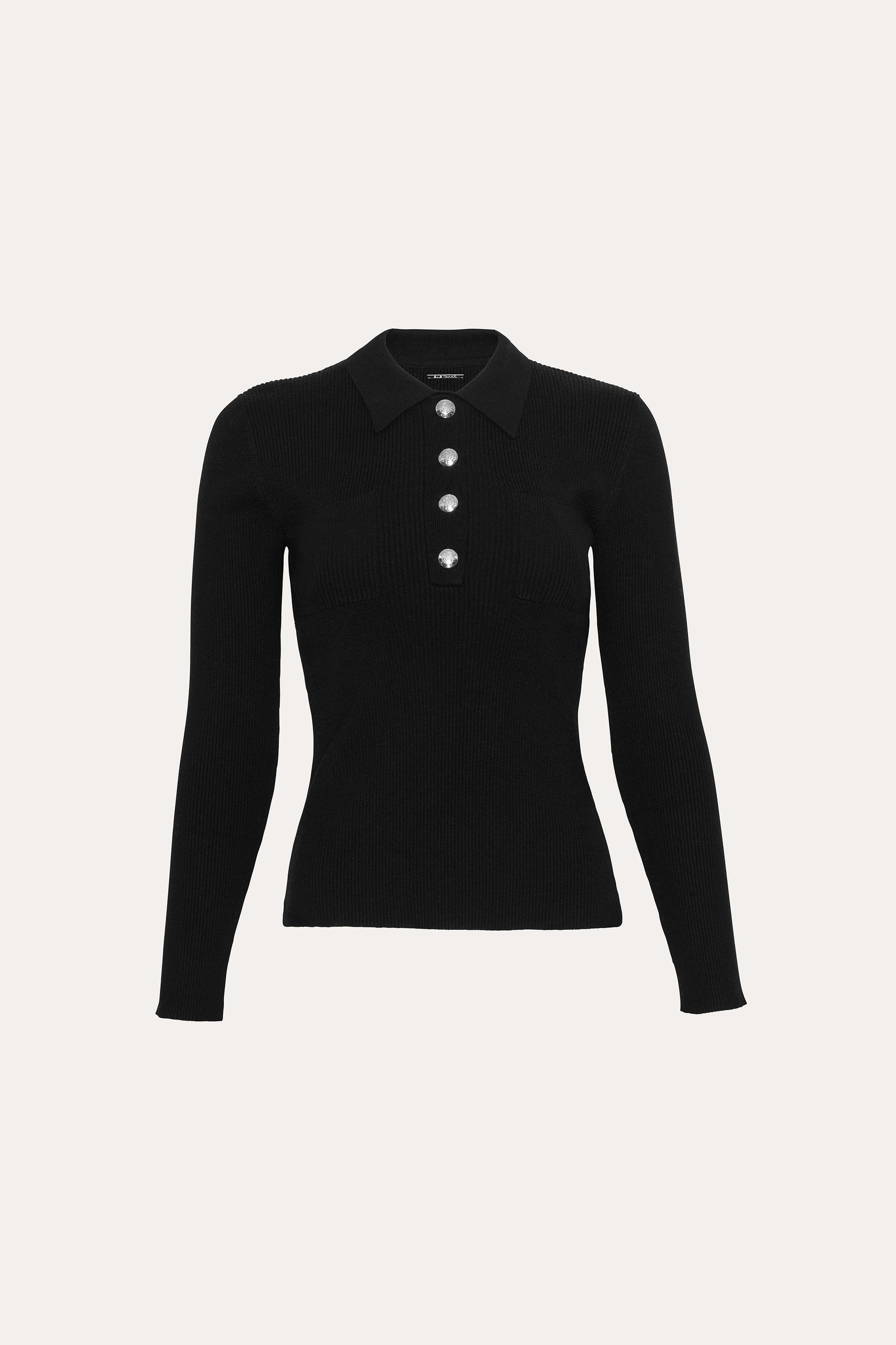Classic Knitted Polo | Elie Tahari BLACK