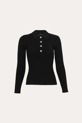 Classic Knitted Polo | Elie Tahari BLACK
